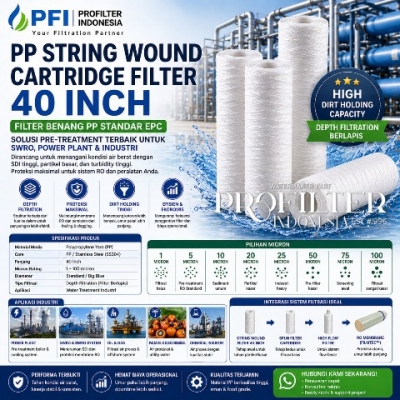 PP String Wound Cartridge Filter 40 inch untuk filtrasi industri  large2